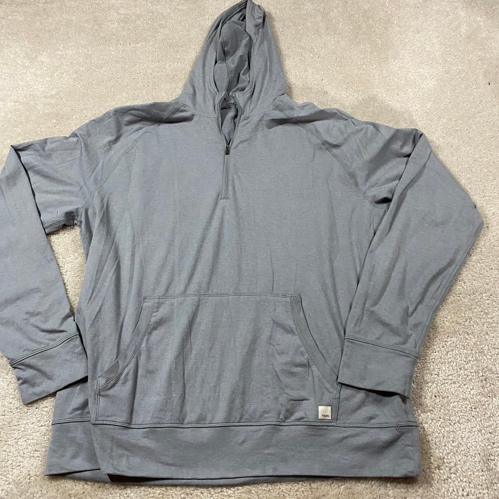 Vuori Strato Tech Half Zip Hoodie Mens XL Grey V244 Performance Pullover